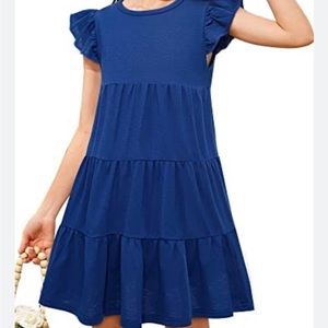 Knox Rose Navy Blue Midi Dress Stretch Size 2 XL     4 Tier Ruffles with pockets